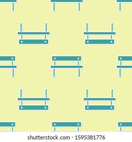 Green Bench icon isolated seamless pattern on yellow background.  Vector Illustration