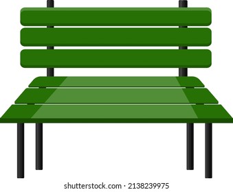 Green bench, illustration, vector on a white background.