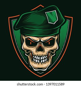 Green Beret Skull Logo Vector