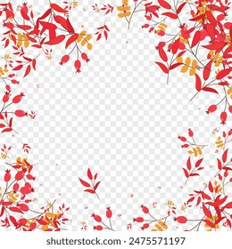 Green Berries Background Transparent Vector. Leaf Poster Design. Yellow Foliage Seamless. Fly Card. Leaves Modern.