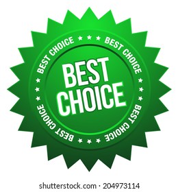 Green best choice button on white background