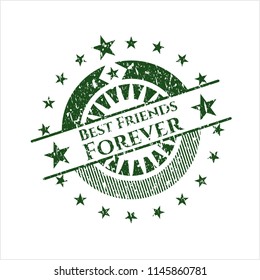 Green Best Friends Forever distress rubber stamp with grunge texture