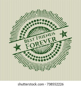 Green Best Friends Forever rubber seal with grunge texture