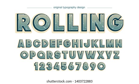Green Bevel Bold Stone Typography Isolated Design