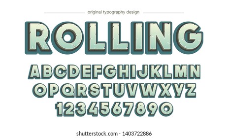 Green Bevel Bold Stone Typography Isolated Design