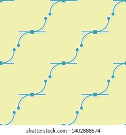 Green Bezier curve icon isolated seamless pattern on yellow background. Pen tool icon. Vector Illustration