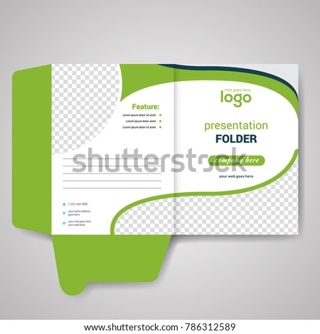 green bi fold presentation folder design stock vector royalty free