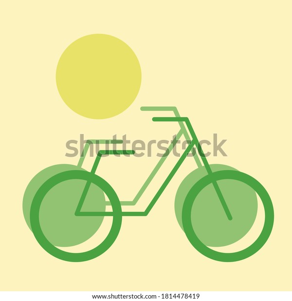 Green bicycle flat icon vector\
template, ecology and health care, better for enviroment and\
earth.