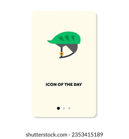 Green bicycle helmet for safety flat icon. Vertical sign or vector illustration of cycling or protection element. Sports, equipment, healthy lifestyle, recreation for web design and apps
