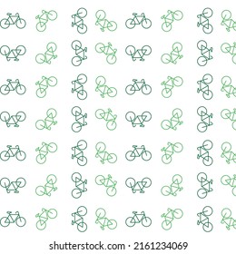 Icono de bicicleta verde Ilustración de ciclismo Seamless Pattern fondo de fondo. Ilustración geométrica vectorial. Patrón de iconos de bicicleta sin soldadura verde sobre fondo blanco