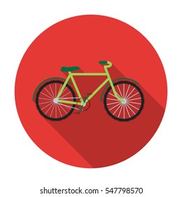 Green bicycle icon in flat style isolated on white background. Bio and ecology symbol stock vector illustration.