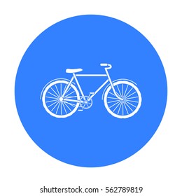 Green bicycle icon in outline style isolated on white background. Bio and ecology symbol stock vector illustration.