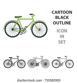Green bicycle icon in outline style isolated on white background. Bio and ecology symbol stock vector illustration.