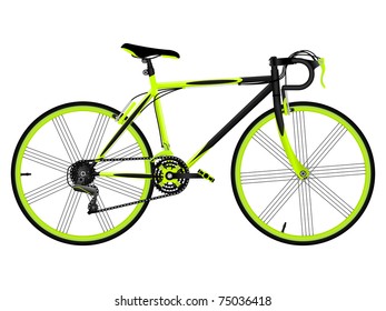 Green bicycle isolated on white