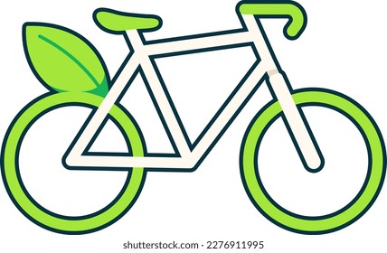 Green Bicicleta Leaf Saving Energy Environment Ecologic Workout Flat Black Sticker