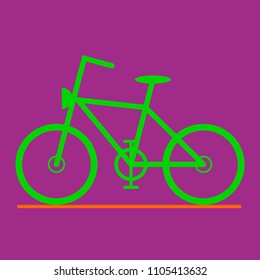 green bicycle on  purple background