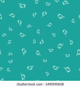 Green Bicycle on street ramp icon isolated seamless pattern on green background. Skate park. Extreme sport. Sport equipment.  Vector Illustration