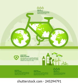 Green bicycle planet