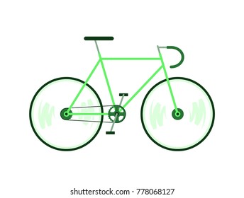 Green Bicycle. Simple Flat Design Vector Illustration Of A Bike.