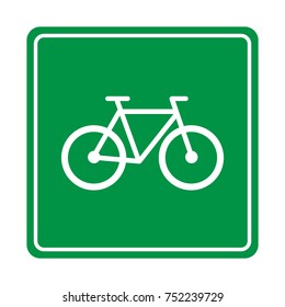 Green bicycle traffic sign icon, Bike lane street road symbol, Pictogram flat design, Vector illustration
