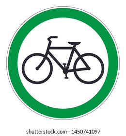 Green bicycle traffic sign vector icon