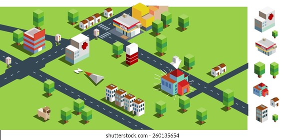 green big city. vector illustration