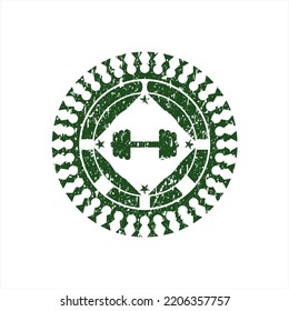 Icono verde de timbre gorda dentro del sello de goma. 