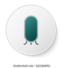Green Big full length mirror for bedroom, shops, backstage icon isolated on white background. White circle button. Vector Illustration