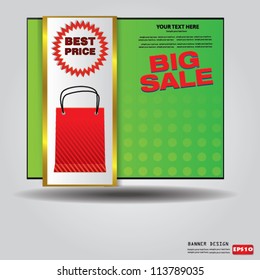 Green big sale banner for text,Vector
