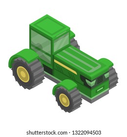 Green big tractor icon. Isometric of green big tractor vector icon for web design isolated on white background