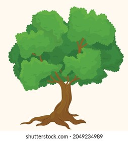 Green Big Tree Vector Ilustration