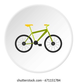 Green bike icon in flat circle isolated vector illustration for web