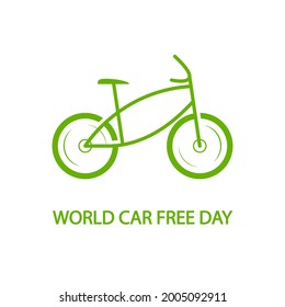 Green Bike To World Car Free Day, Vector Art Illustration.