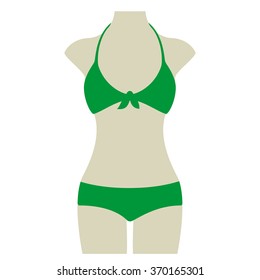 Green Bikini Summer Vector Icon Button