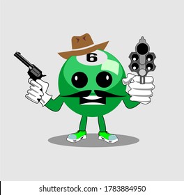 green billiard ball cowboy vector design .