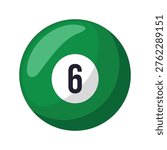 Green billiard ball number 6 six icon vector illustration