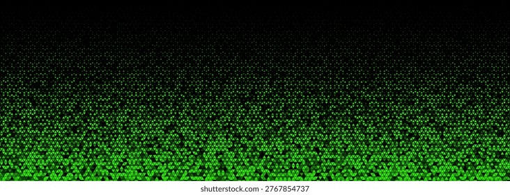 Green Binary Code Falling Digital Rain On Black Background. Futuristic Cyber Matrix Style Concept For Technology, Hacking, And Programming Themes. Triangle shape BG. Vector Illustration