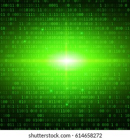 Green Binary Computer Code Background. Cyber Future Wallpaper. Vector illustration