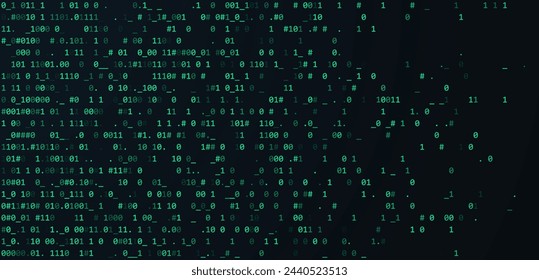 Green Binary Data Software Programming Code Background. Random Parts of Program Code. Digital Data Technology Concept. 1 0 Machine Code. Random Binary Data Matrix Wide Vector Illustration.