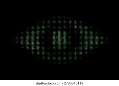 Green binary eye matrix digital technology background