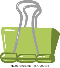 Clip de carpeta verde aislado sobre fondo blanco para organización de oficina