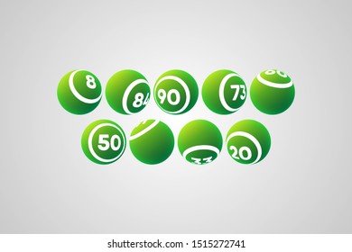 Green Bingo Balls Vector Illustration