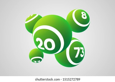 Green Bingo Balls Vector Illustration