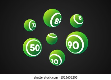 Green Bingo Balls Vector Illustration