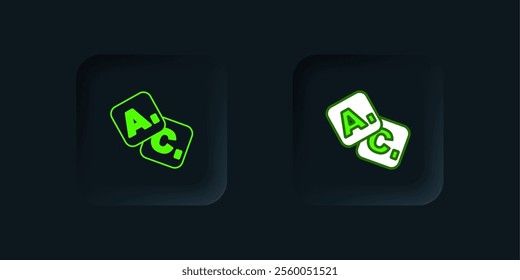 Green Bingo icon isolated on black background. Lottery tickets for american bingo game. Black square button. Vector