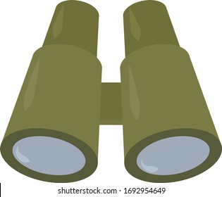 Green binoculars, illustration, vector on white background