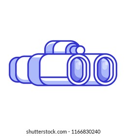 Green binoculars vector illustration in 2d perspective. Classic binocular icon isolated on white background.
