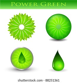 Green bio buttons set. Vector illustration