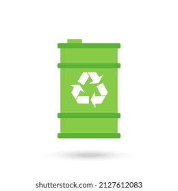 Green Bio fuel barrel icon. Green environment and recycle.