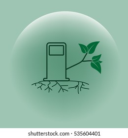 Green bio fuel station pump icon isolated.